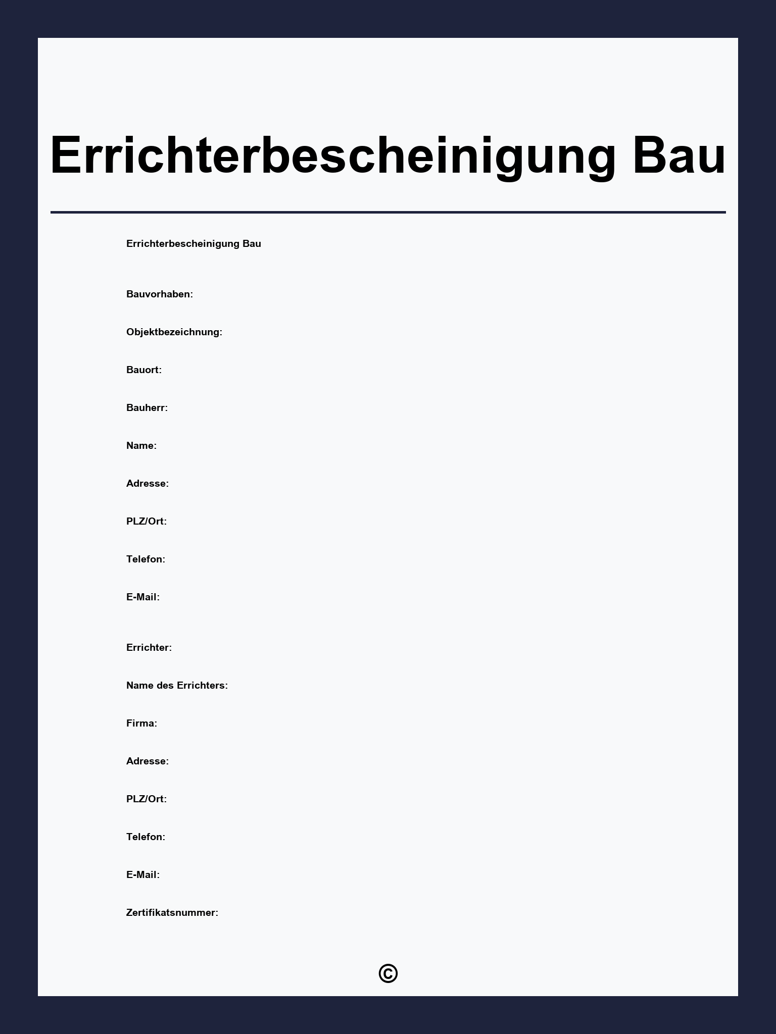 Errichterbescheinigung Bau