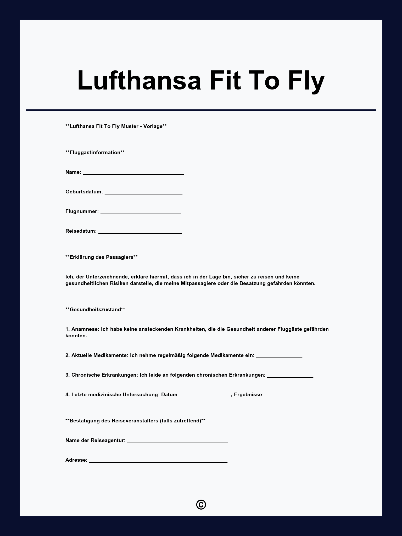 Lufthansa Fit To Fly