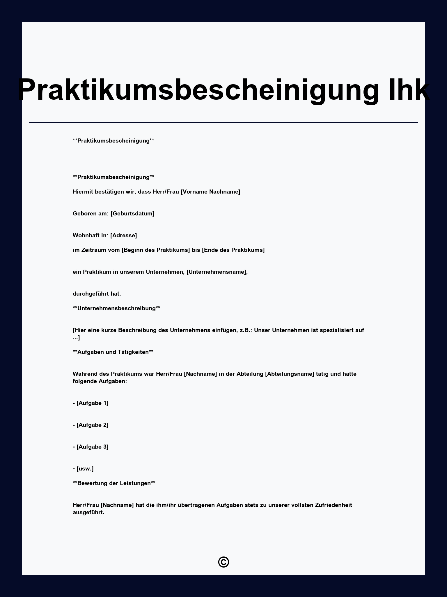 Praktikumsbescheinigung Ihk