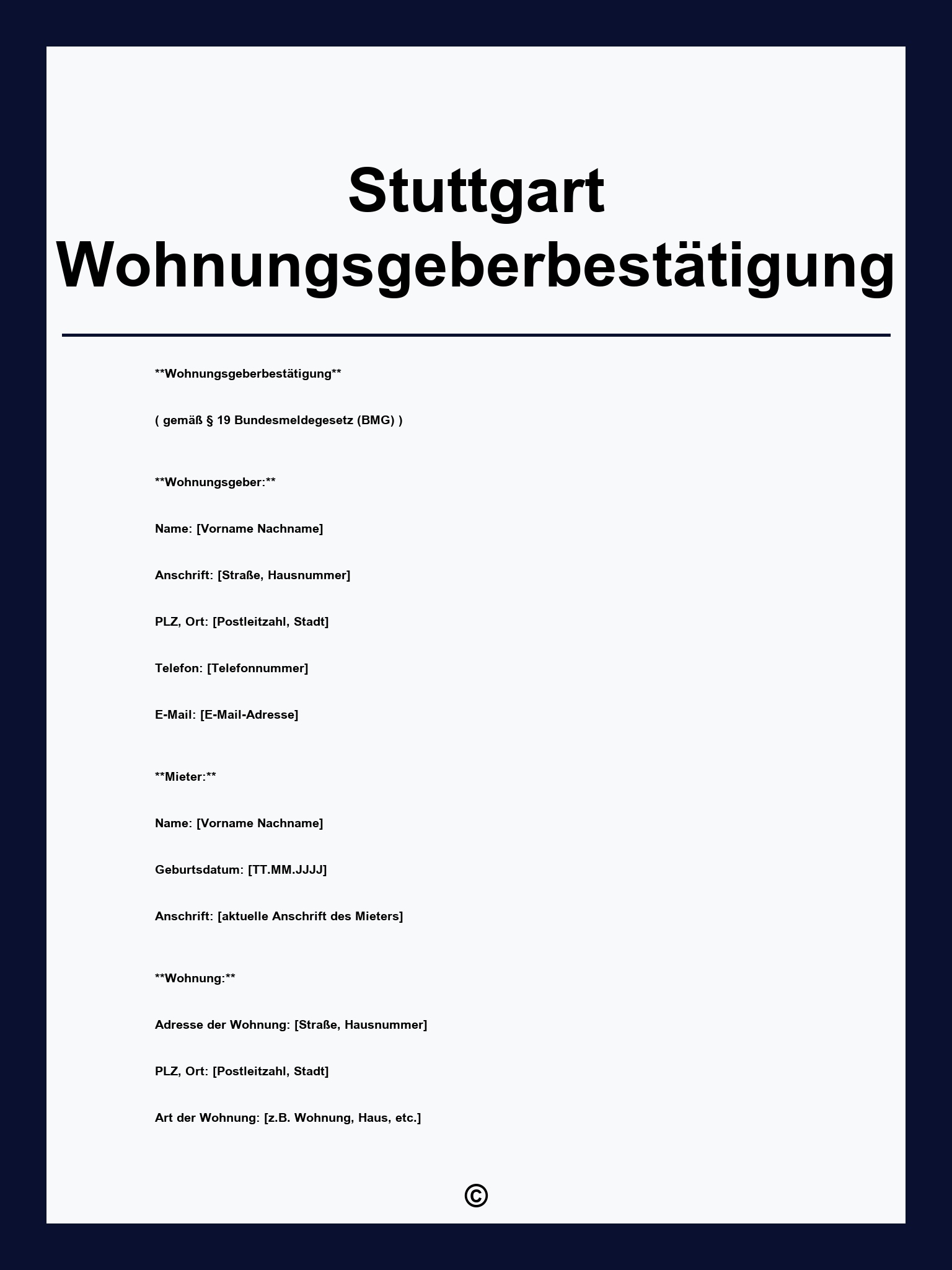 Stuttgart Wohnungsgeberbestätigung